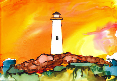 Light on the Reef Lighthouse Wall Art Print