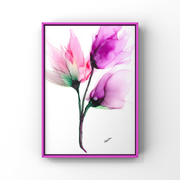 Purple Flowers Wall Art Print 8x10