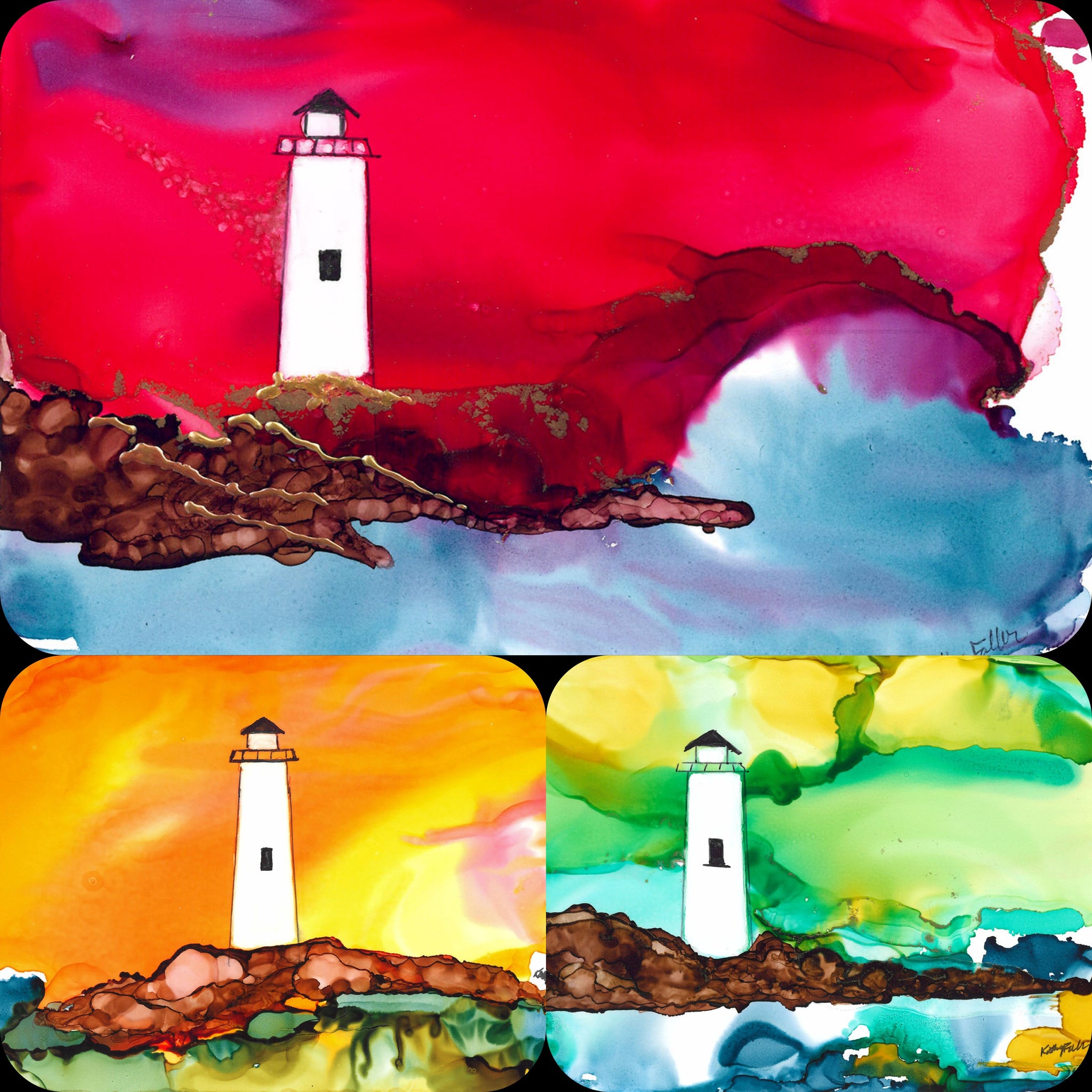 Beacon of the Beast LightHouse Set of Three Wall Art Prints