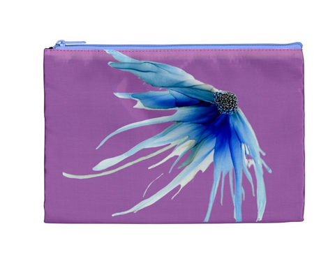 Blue Flower on Lavender Cosmetic Bag