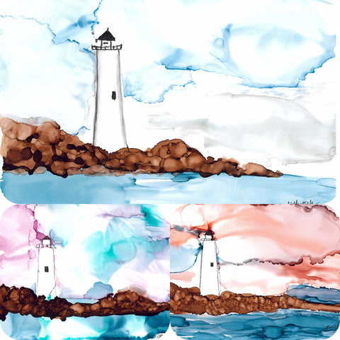 Ships Welcome LightHouse Set of Three Wall Art Prints