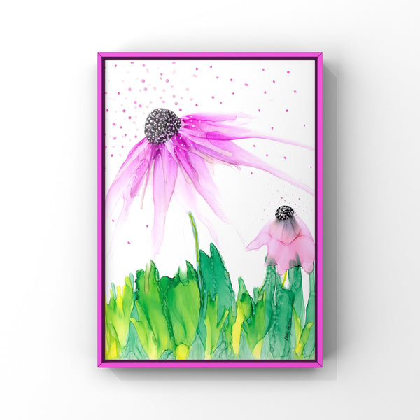 Pink Flower with Baby Wall Art Print 8x10