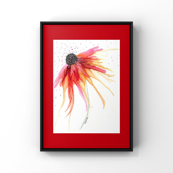 Orange Pink Flower Wall Art Print 8x10