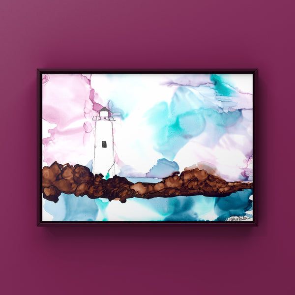 Dolphin Bay Lighthouse Wall Art Print