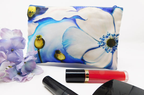 White Flowers Cosmetic Bag