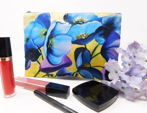 Big Blue Flowers Cosmetic Bag