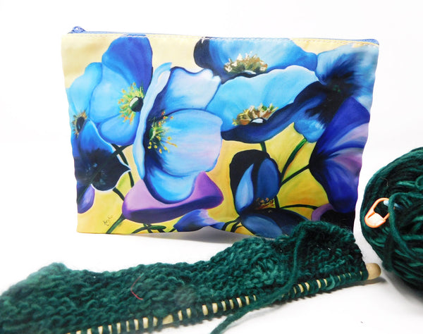 Big Blue Flowers Cosmetic Bag