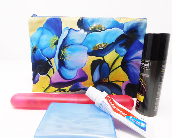 Big Blue Flowers Cosmetic Bag