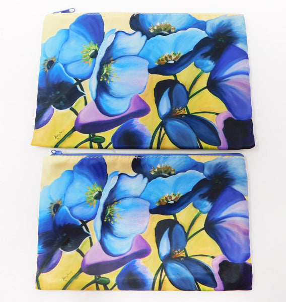 Big Blue Flowers Cosmetic Bag