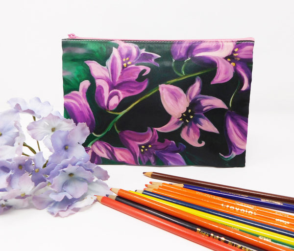 Lavender Flowers Floral Cosmetic Bag