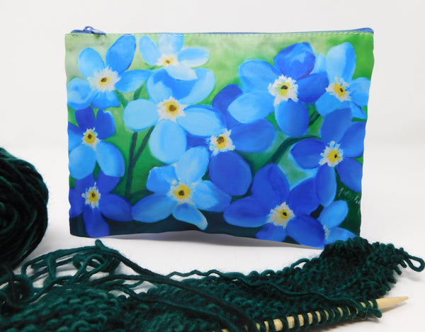 Forget Me Nots Flower Floral Cosmetic Bag