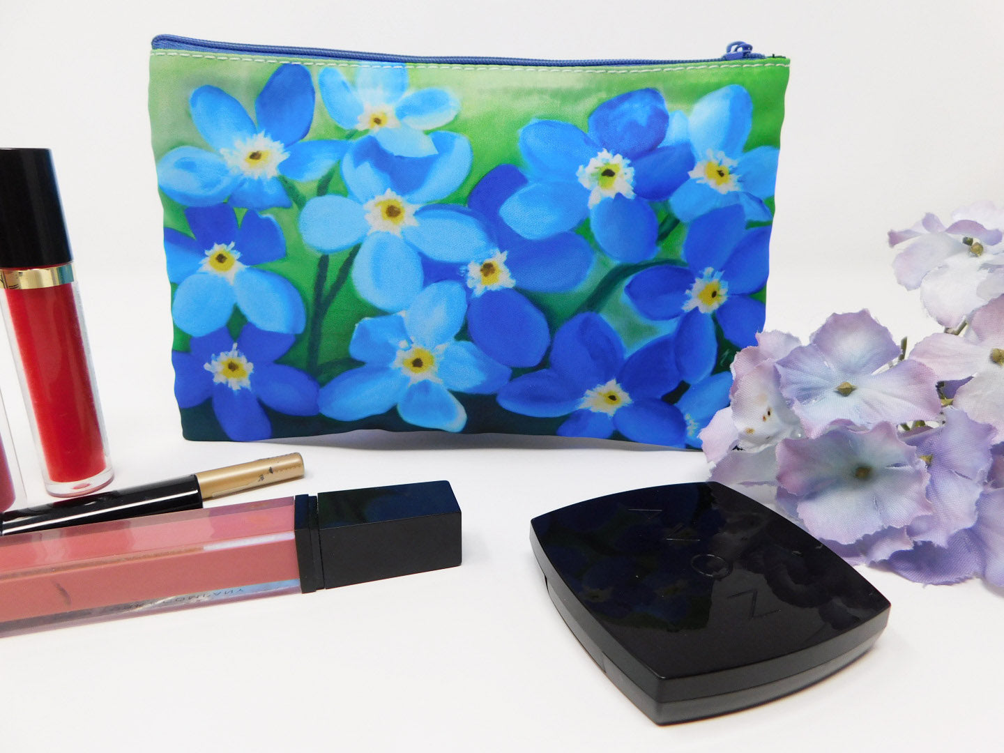 Forget Me Nots Flower Floral Cosmetic Bag