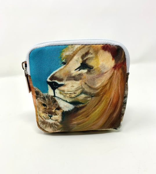 Lion and Cub Mini Square Pouch