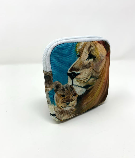 Lion and Cub Mini Square Pouch