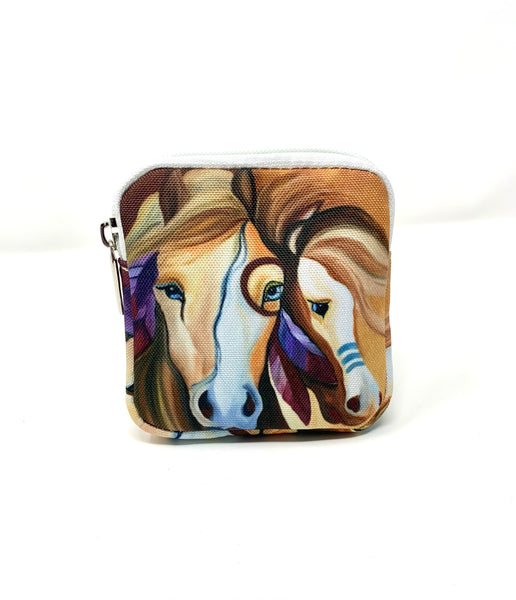 Native American Horses Mini Square Pouch