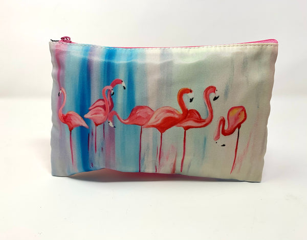 Flock of Pink Flamingo's Cosmetic Bag