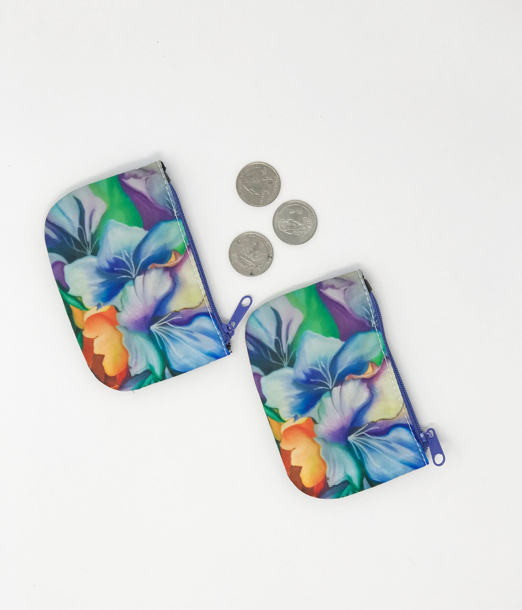 Blue Ribbon Flowers Coin Purse