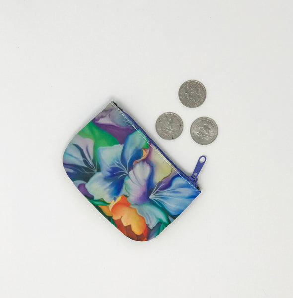 Blue Ribbon Flowers Coin Purse