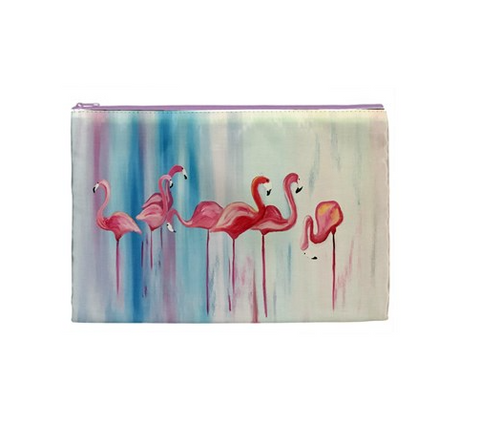 Flock of Pink Flamingo's Cosmetic Bag