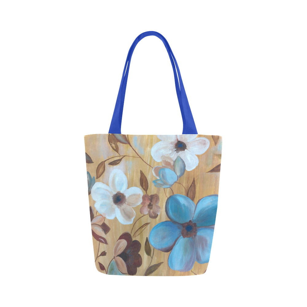 Floral Tote Bag with Blue and White Flowers