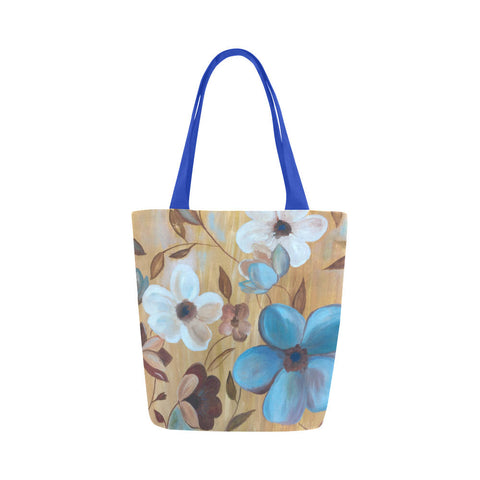 Floral Tote Bag with Blue and White Flowers