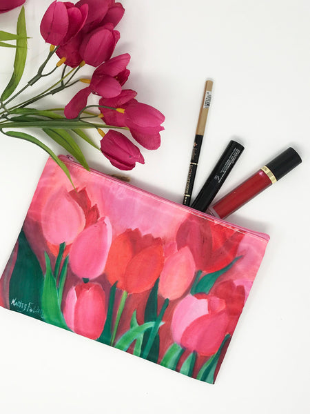 Tulips Pink Cosmetic Bag