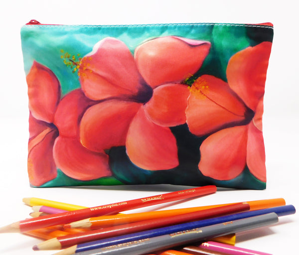 Hibiscus Red Cosmetic Bag