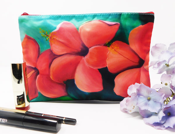 Hibiscus Red Cosmetic Bag