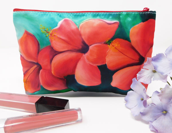 Hibiscus Red Cosmetic Bag