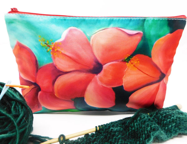 Hibiscus Red Cosmetic Bag