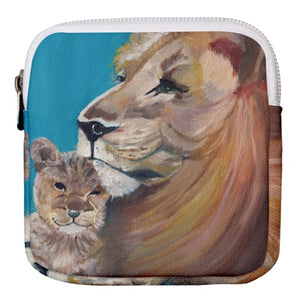 Lion and Cub Mini Square Pouch